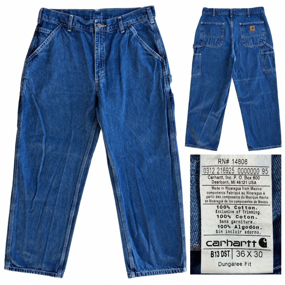 Carhartt Original Dungaree Fit Jeans Men’s 36x30 Blue B13 DST Carpenter Pants
